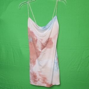 Zaful Tie-Dye Mini Dress - Pink and Light Blue